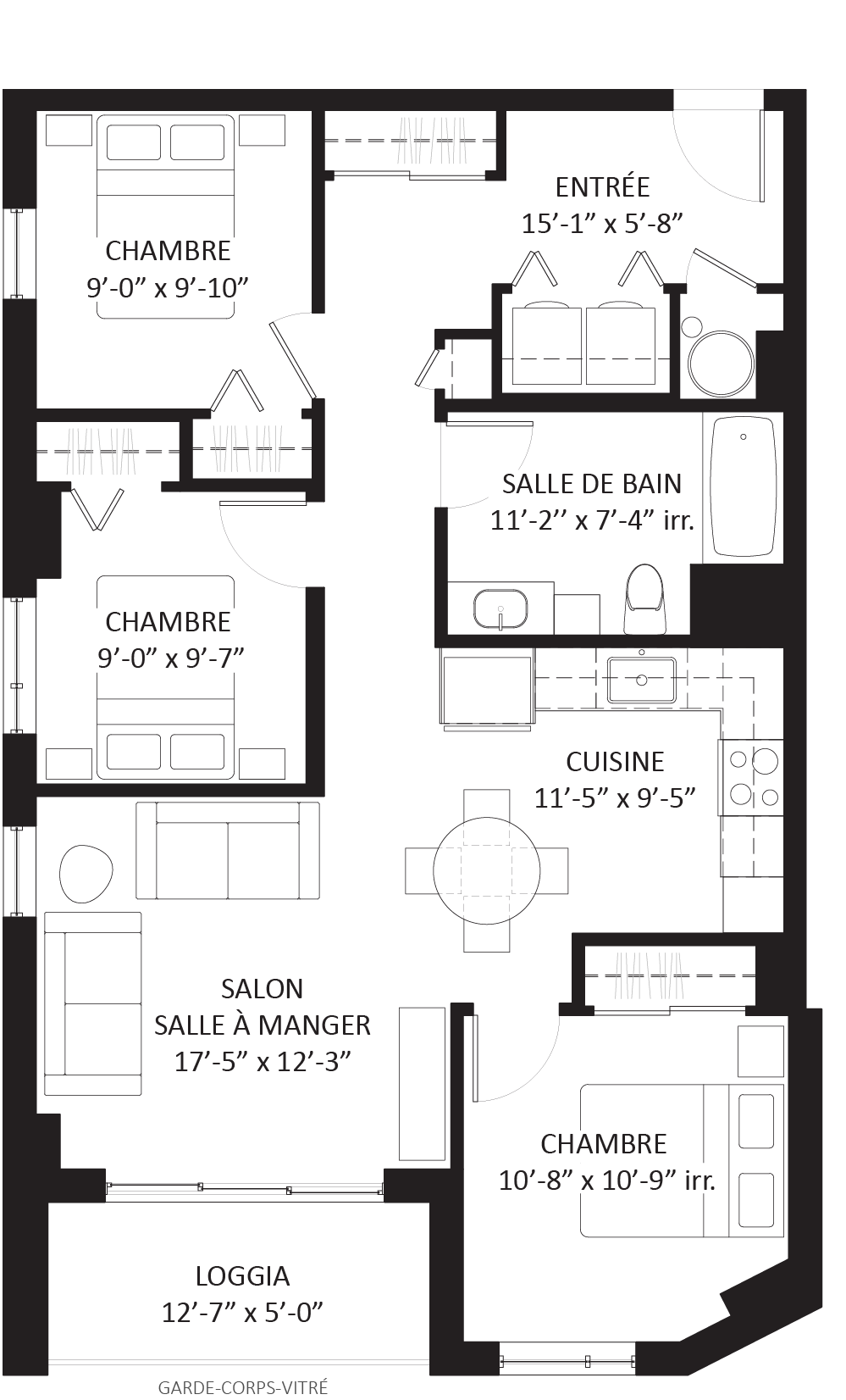Plan 5 1/2 - Unité A1 - Appartement 3 chambres Le Saint-Michel Montréal-Nord