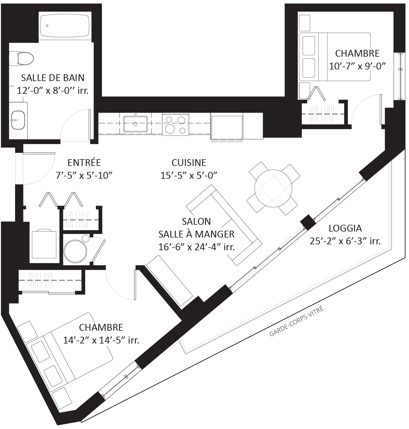 Plan 4 1/2 - Unité B2 - Appartement avec toit-terrasse Le Saint-Michel