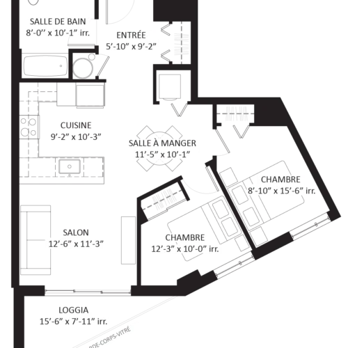 Plan 4 1/2 - Unité B8 - Appartement neuf 2 chambres Le Saint-Michel Montréal-Nord