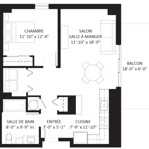 Plan 4 1/2 - Unité C1 - Logement contemporain Le Saint-Michel