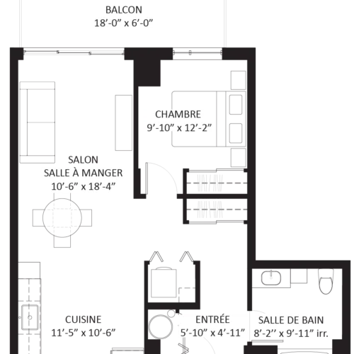 Plan 3 1/2 - Unité C3 - Appartement 1 chambre à louer Montréal-Nord