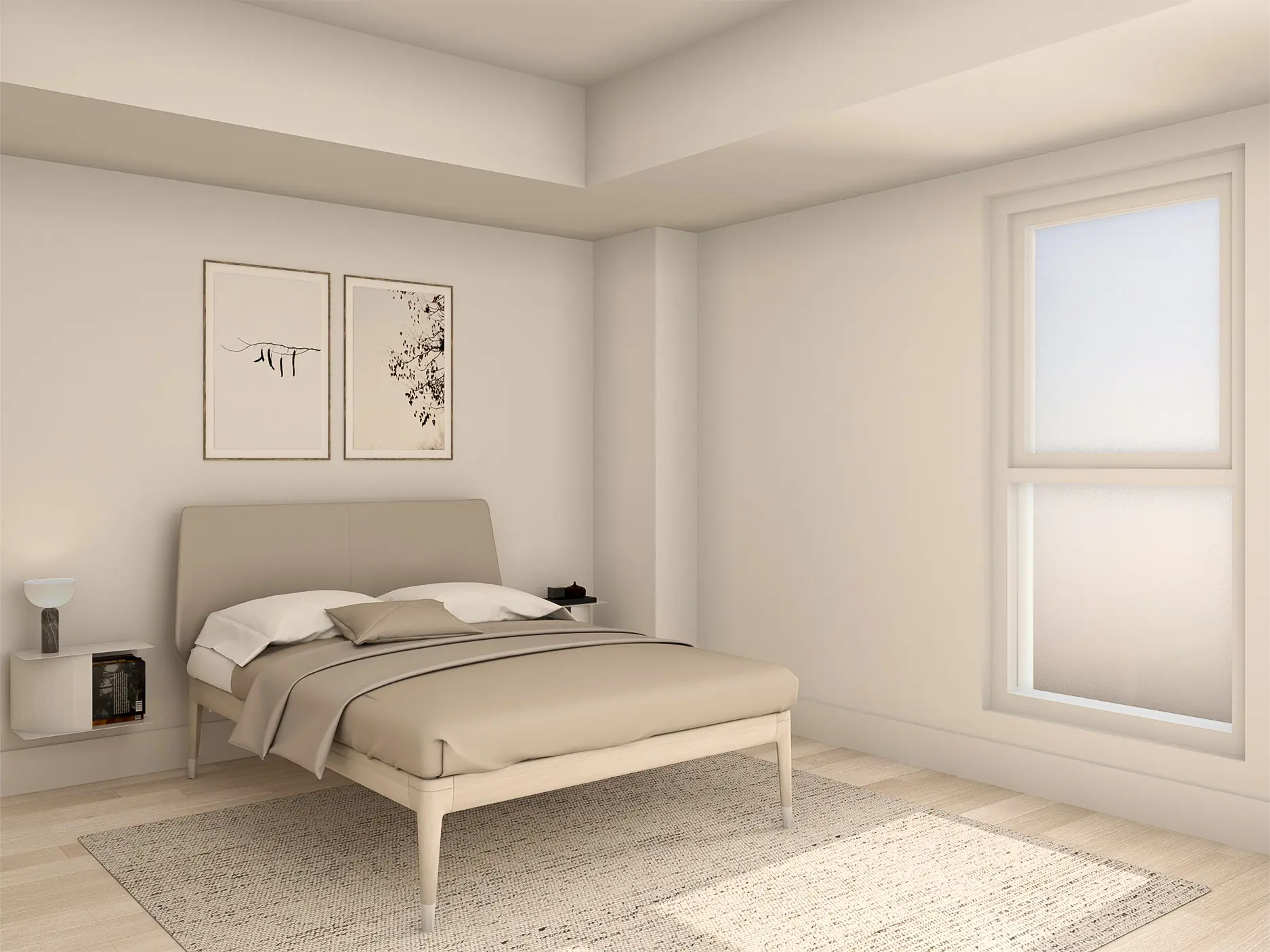 Chambre des maîtres spacieuse et lumineuse dans un appartement neuf à Montréal-Nord.